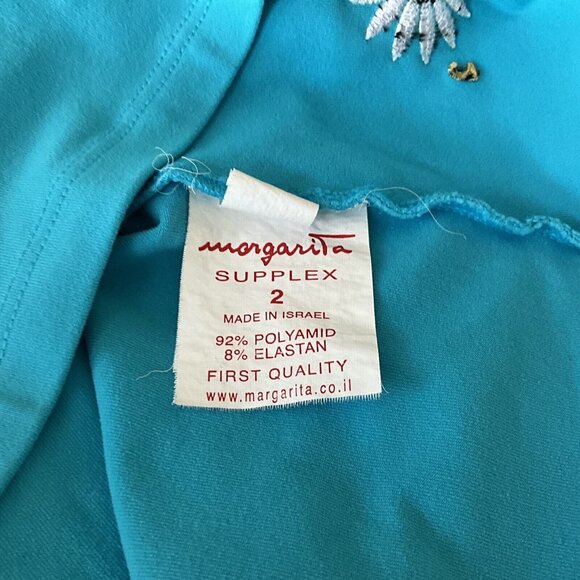 Margarita Supplex Tank Top Size 2 Stretch Comfort Yoga Women’s Turquoise Blue - Picture 9 of 10
